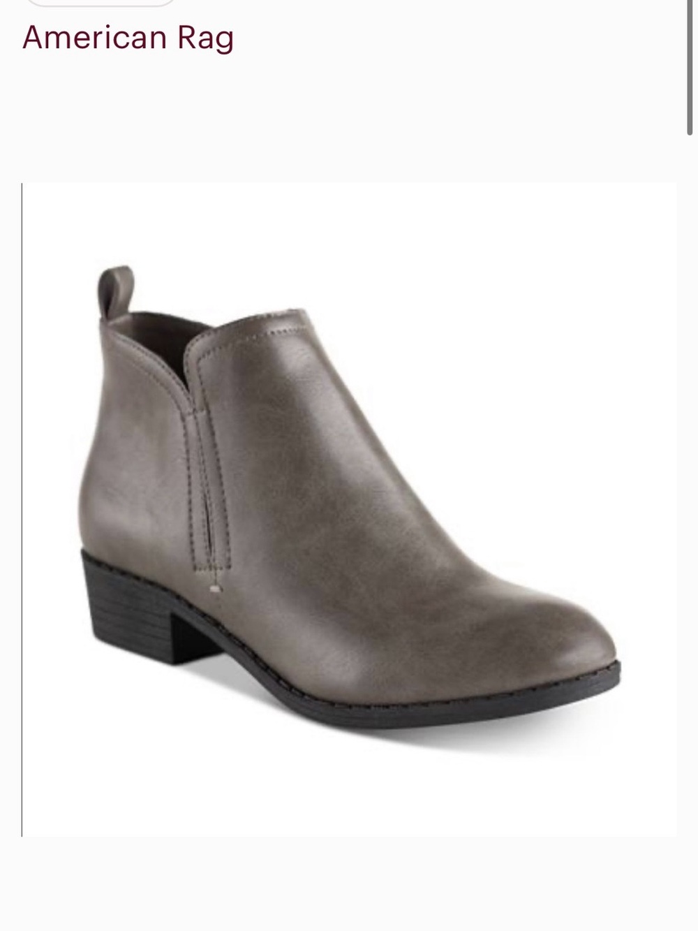 American Rag Gray Low Heel Chelsea Ankle Boots